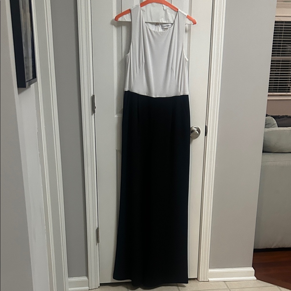 Calvin Klein black and white jumpsuit with pockets